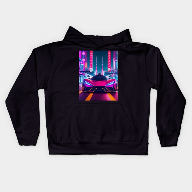 Asian Neon Velocity: Futuristic Thrill Ride Kids Hoodie by star trek fanart and more